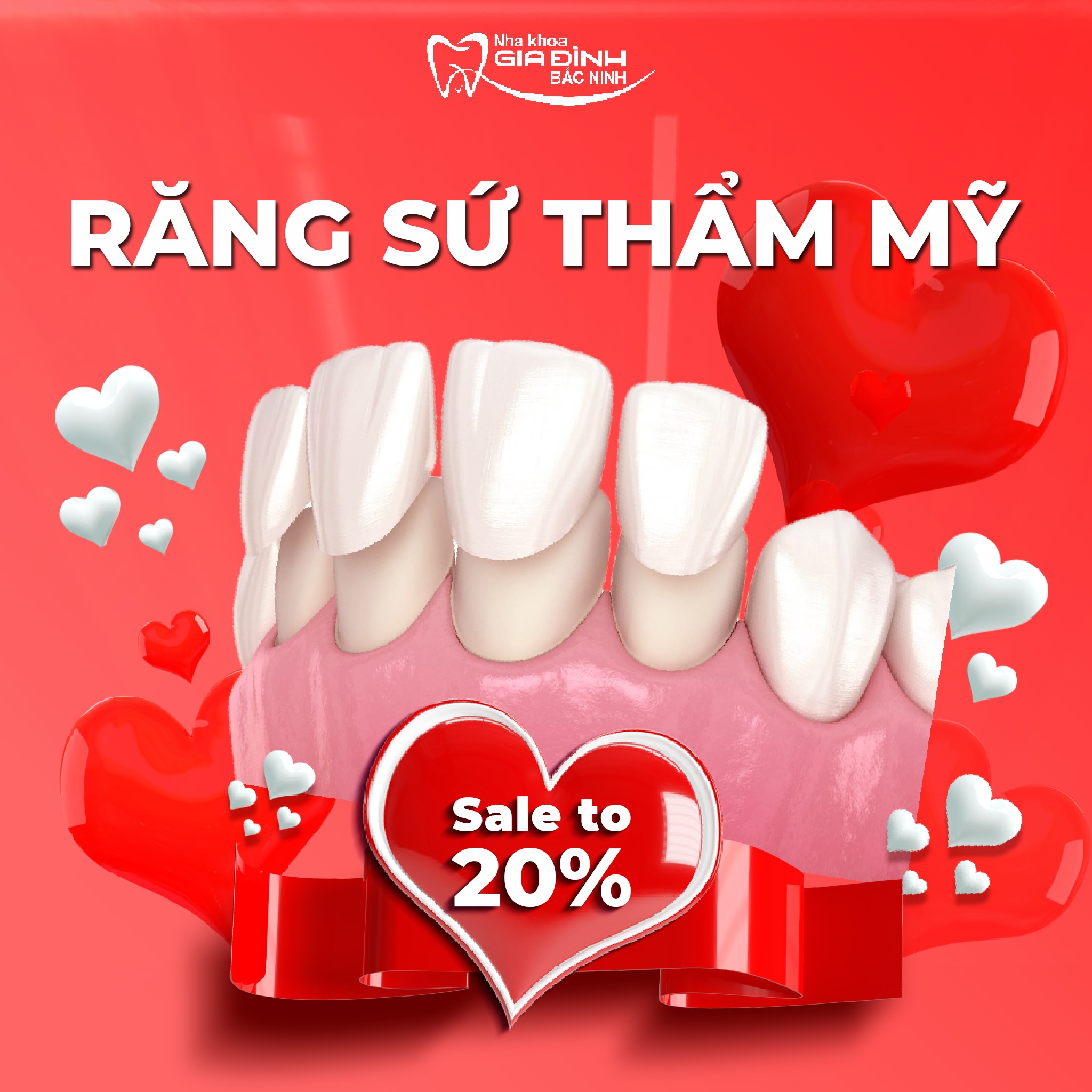 nha khoa gia đình Bắc ninh giảm giá đến 20% phí bọc răng sứ ngày Valentine 2023