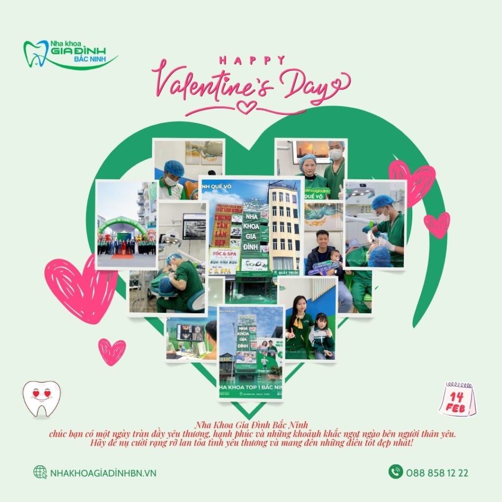 YÊU THƯƠNG NHÂN ĐÔI – GẤP ĐÔI ƯU ĐÃI NGÀY VALENTINE 14/2 TẠI NHA KHOA GIA ĐÌNH BẮC NINH 6 Red and Pink Modern Happy Valentines Day Collage Instagram Post